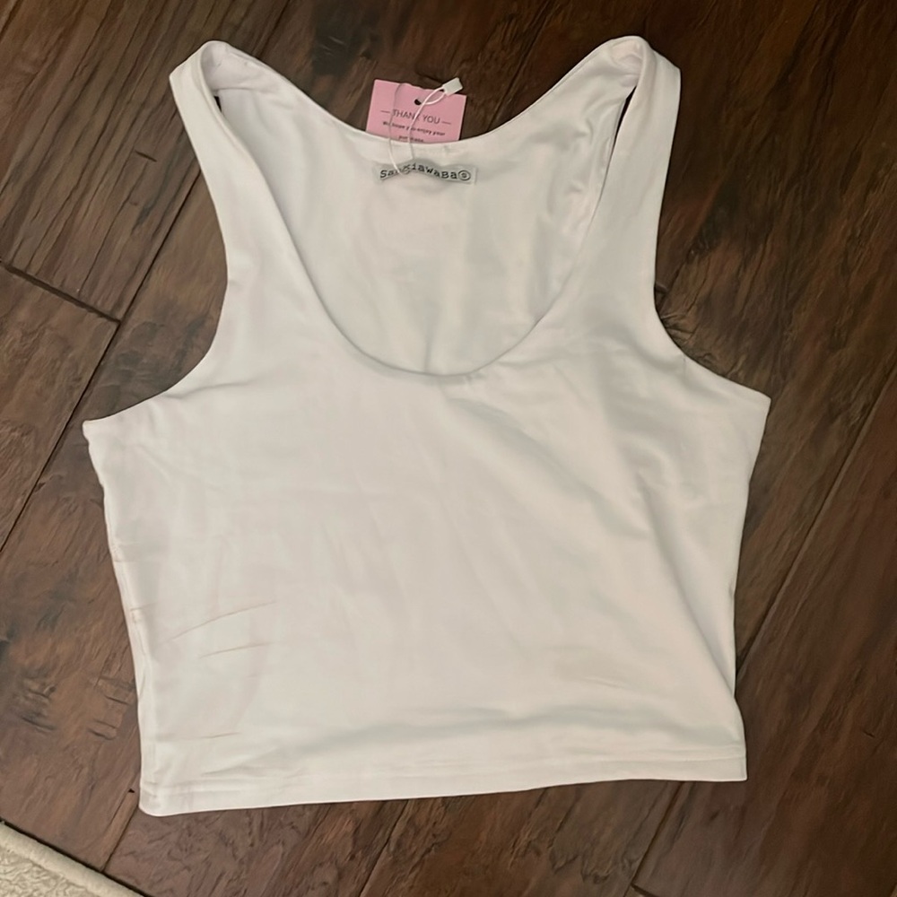 White Cropped Tank